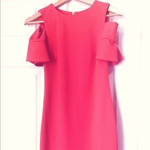 Calvin Klein Open Shoulder Flutter Sleeve PINK Dress w Zipper